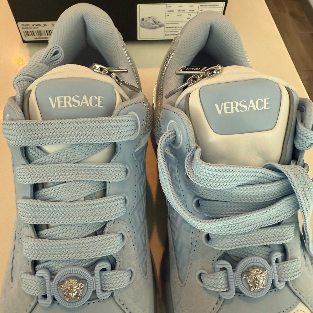 Versace men crystal biggie basket sneaker Blue Sneakers with Silver Accents - Picture 4 of 11
